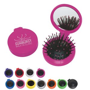 Round Travel Hair Brush Mirror