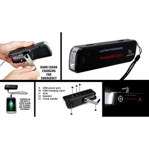 Hand-crank Comb: Radio, Flashlight, 2000mAh Phone Charger