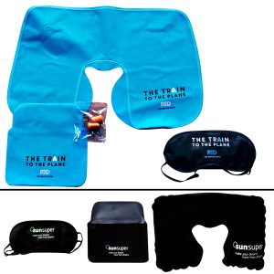 Travel Set Neck Pillow, Eye Cover, Ear Plugs, Pouch