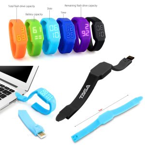 Waterproof LED watch with 16GB USB flash drive