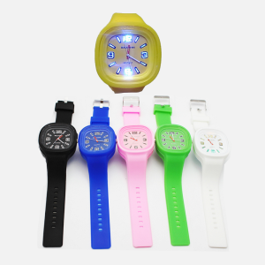 LED Water Resistant Silicone square faced Watch