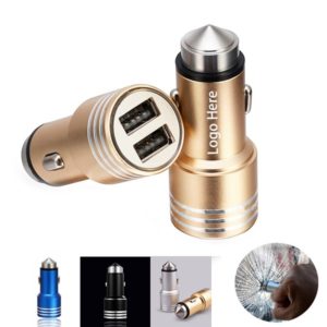 Dual USB Car Charger and Safety Hammer
