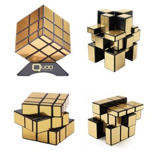 Puzzle Cube Gold or Silver with Display Stand