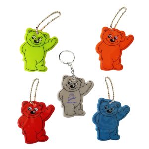 Reflective Bear Shape Safety Keychain PVC with Logo