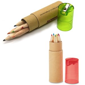Colored Pencils in Tube with Sharpener Lid- 6 pencils