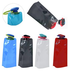 Sports Water Bottle Bag Foldable Flip-Top Lid & Clip
