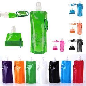 Foldable Water Bottle With Carabiner Clip 16oz