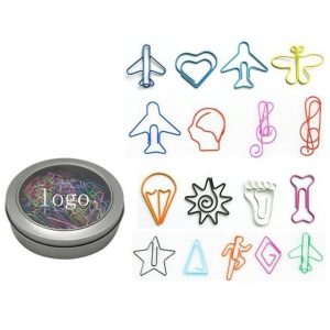Shaped Paper Clips And Tin
