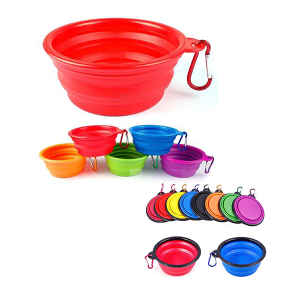 Pet Food Water Bowl Collapsible with Carabiner Clip